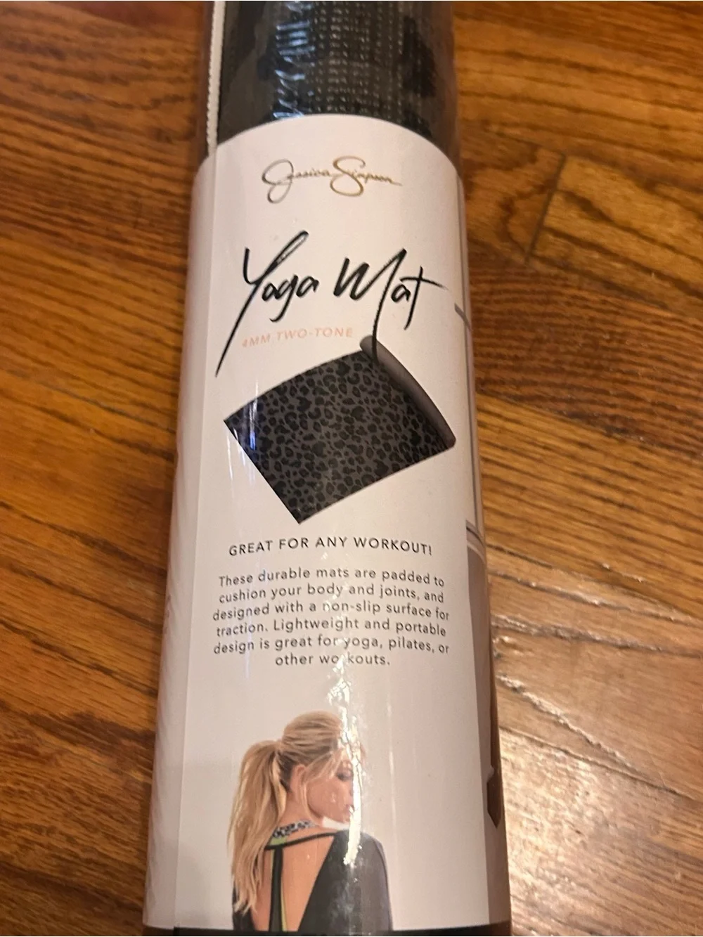 Jessica Simpson Black & Gray Leopard print Yoga Mat - Non-Slip Exercise Mat